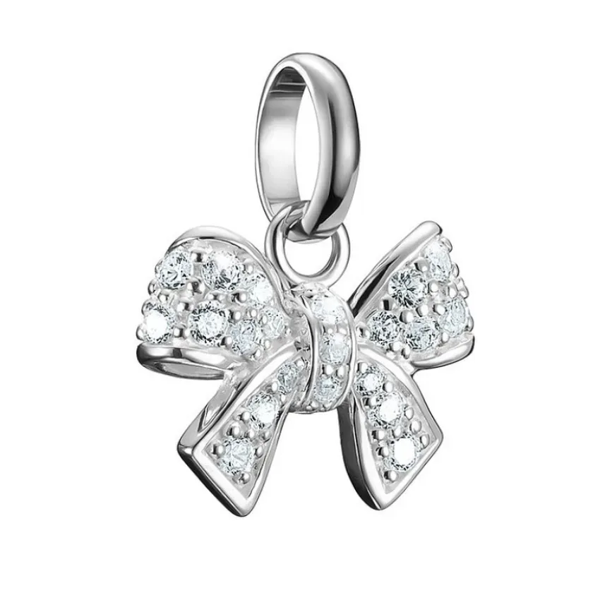 THOMAS SABO - Charm Anhänger Schleife   Steinen Connect, One Size, Silber