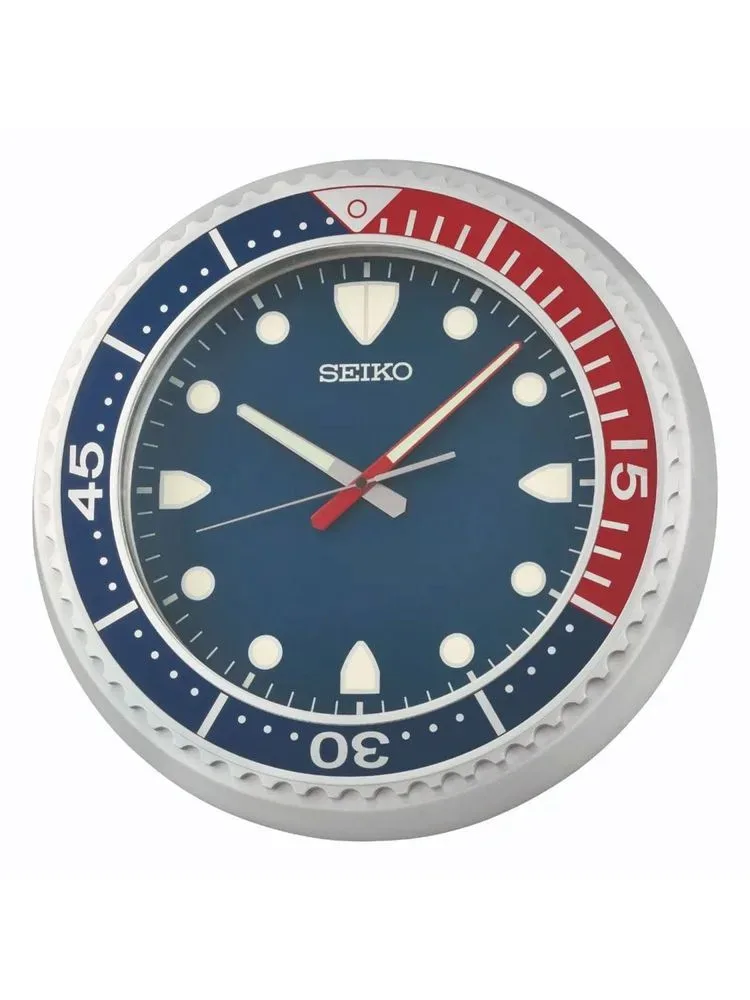 Seiko QXA849S Wanduhr Quarz mit Leisegang Blau/Rot