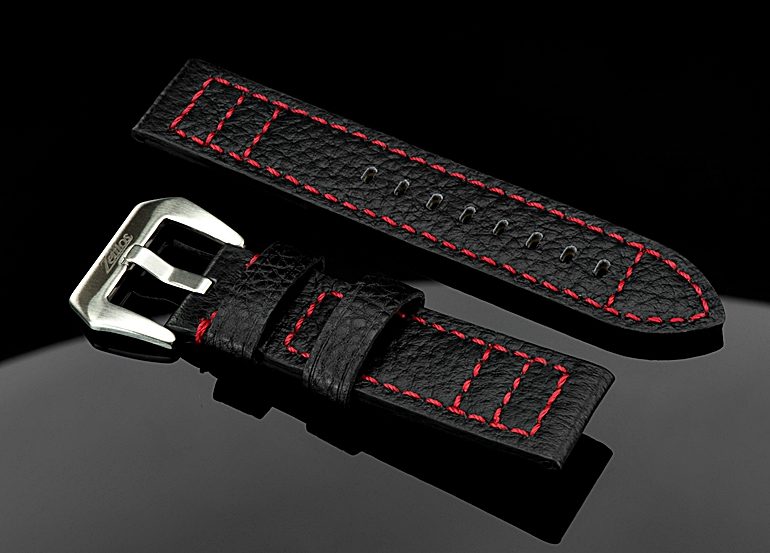 Handgefertigtes Black Buffalo Lederband 24mm Black Red Edition