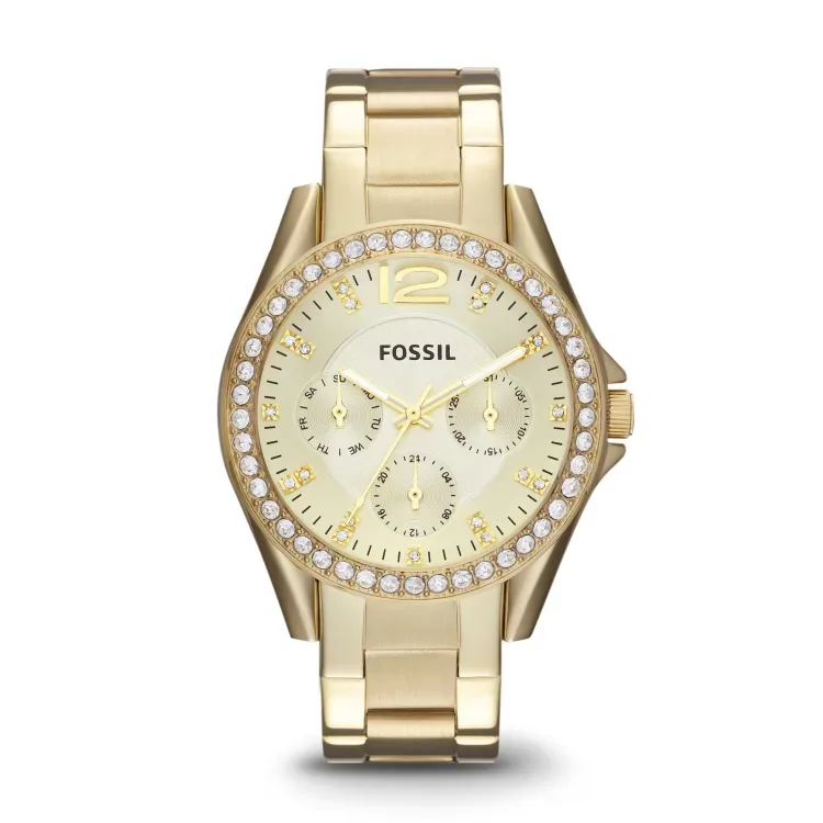 Fossil Damenuhr Riley Edelstahl Gold