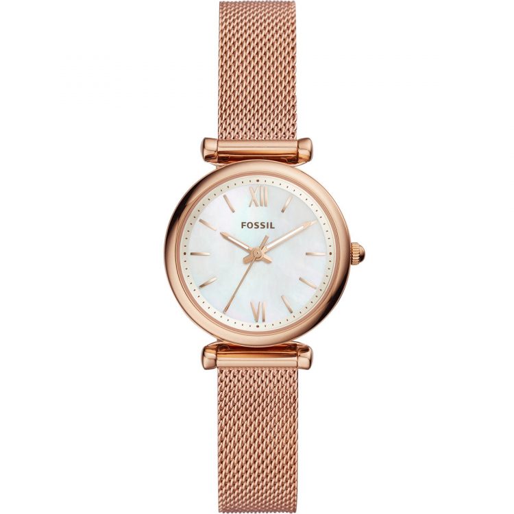 Fossil Damenuhr Carlie Mini Milanaise Roségoldfarben