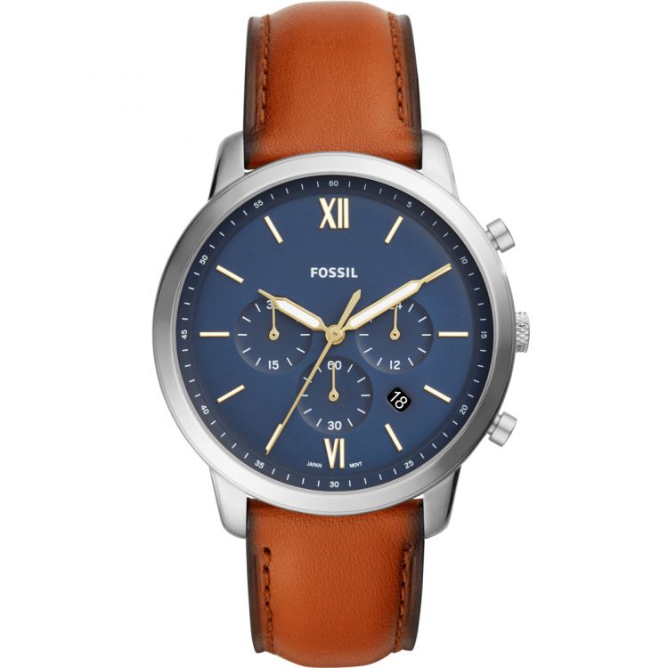Fossil Herrenuhr Neutra Chronograph Leder Braun