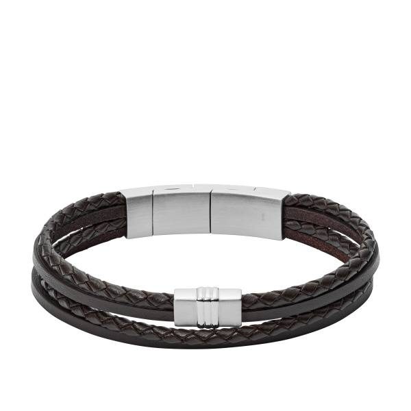 Fossil Jewels Fossil Herren Armband Brown Multi-Strand Braided Leather Bracelet
