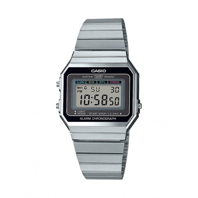 CASIO - Chronograph Uhr, Vintage EDGY, 38mm, Silberfarben