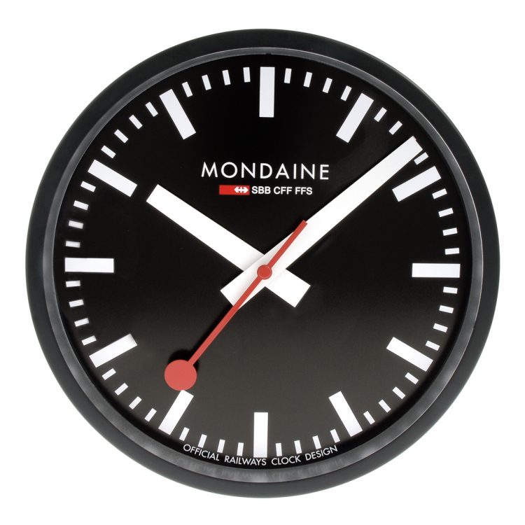 MONDAINE Wanduhr 250mm A990.64SBB schwarz/weiss