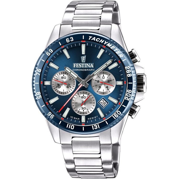 Festina - Chronograph Uhr, Timeless Chrono, 45mm, Silber
