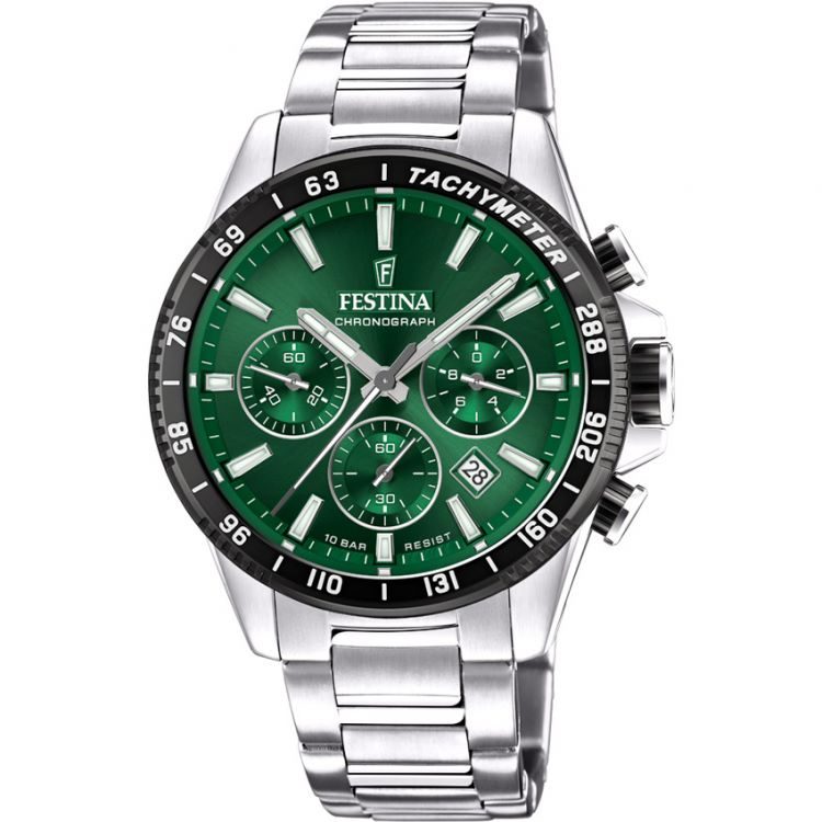 Festina - Chronograph Uhr, Timeless Chrono, 45mm, Silber