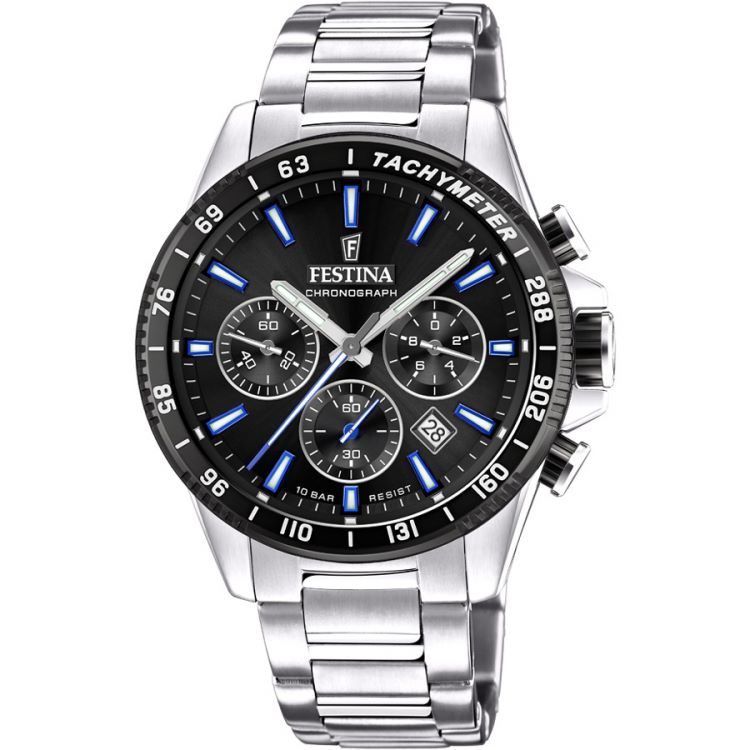 Festina - Chronograph Uhr, Timeless Chrono, 45mm, Silber