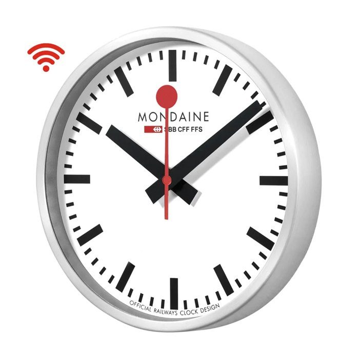 MONDAINE Wanduhr stop2go 250mm MSM.25S11 weiss, WiFi