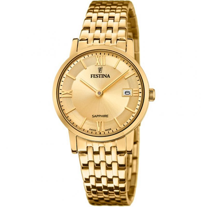 Festina Swiss Made F20021/2 Sapphire Champagne Damenuhr