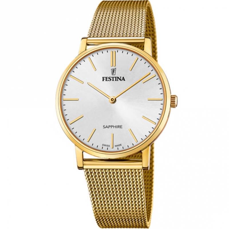 Festina Swiss Made F20021/1 Sapphire Weissgold Damenuhr