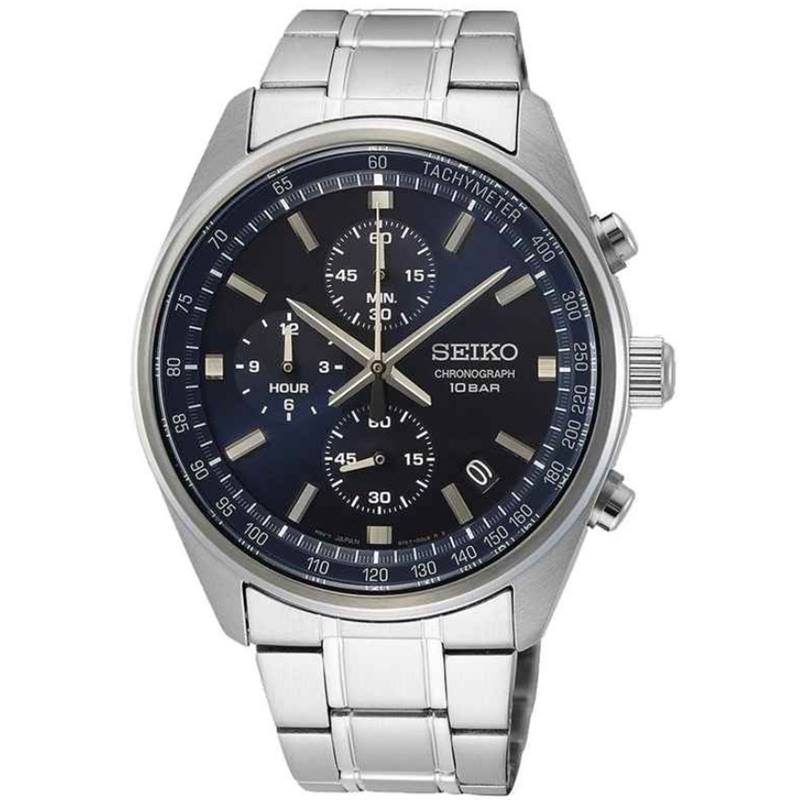 Seiko - Chronograph Uhr,  Quarz, 42mm, Silber