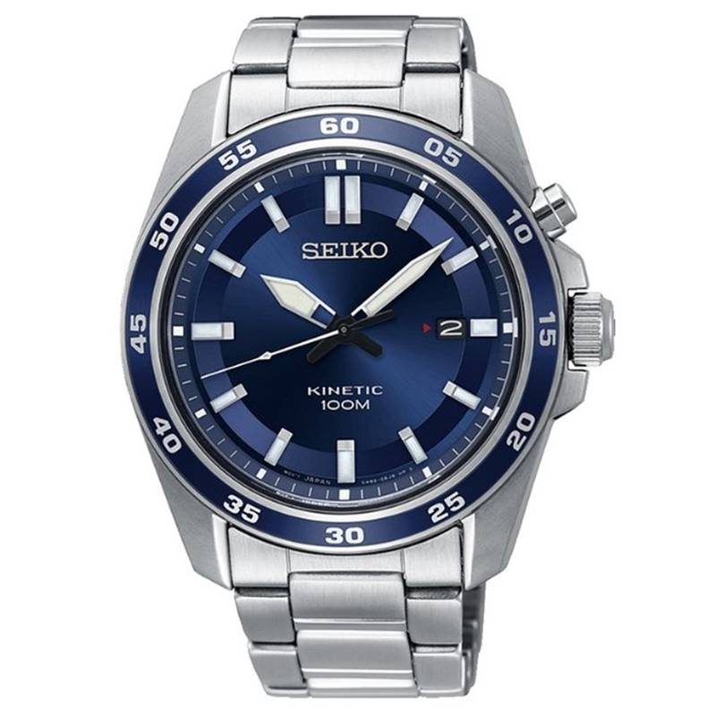 Seiko - Automatikuhr,  Kinetic, 43mm, Silber
