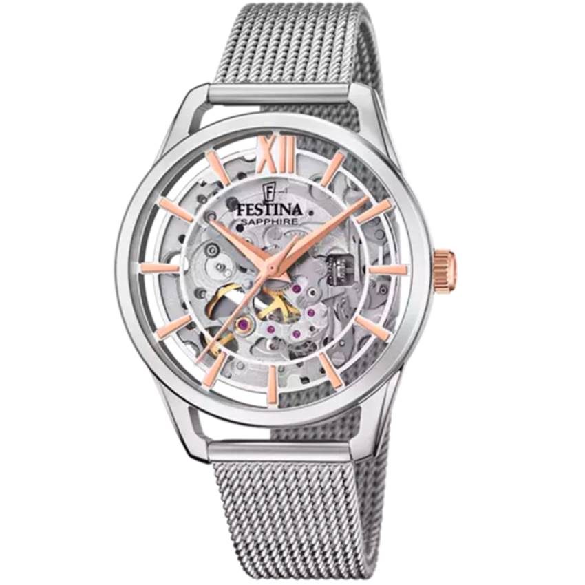Festina - Automatikuhr, Skeleton, 35mm, Silber