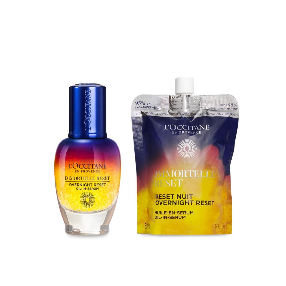 Duo Huile-en-Sérum Immortelle Reset Nuit 30ml et sa recharge - 80 - L'Occitane en Provence