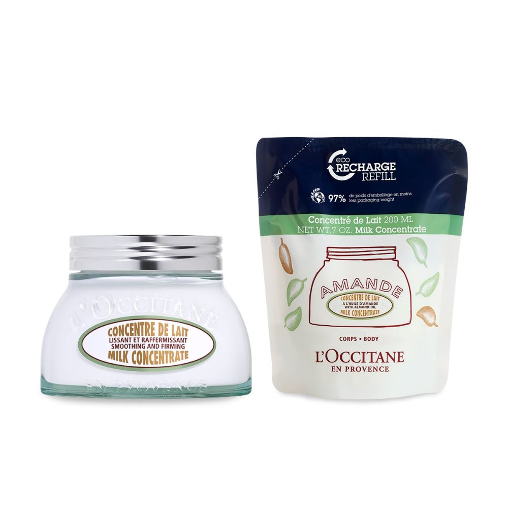 Duo Concentré de Lait Amande 200ml et sa recharge - 400 - L'Occitane en Provence