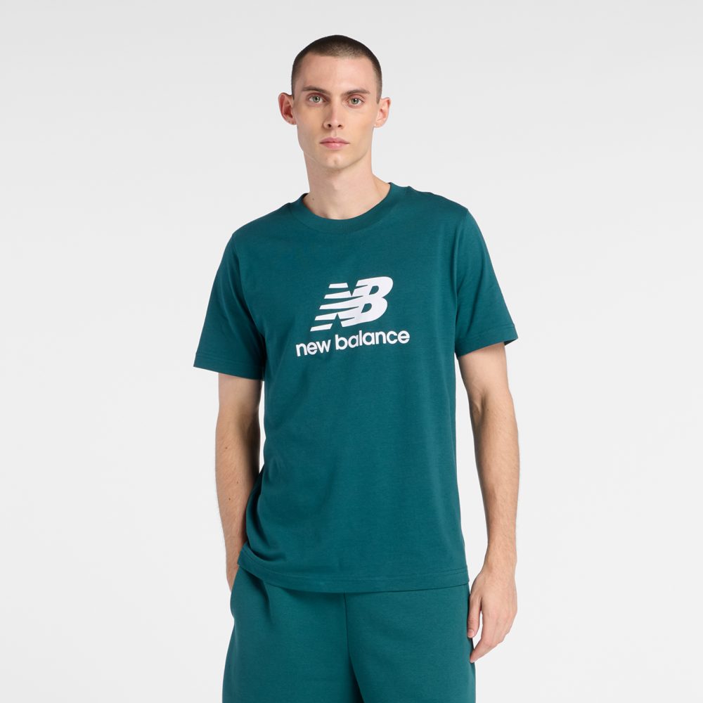 New Balance New Balance Sport Essentials Stacked Logo T-Shirt Herren, grün, Grösse: L Regular Fit Herren, grün, Grösse: L