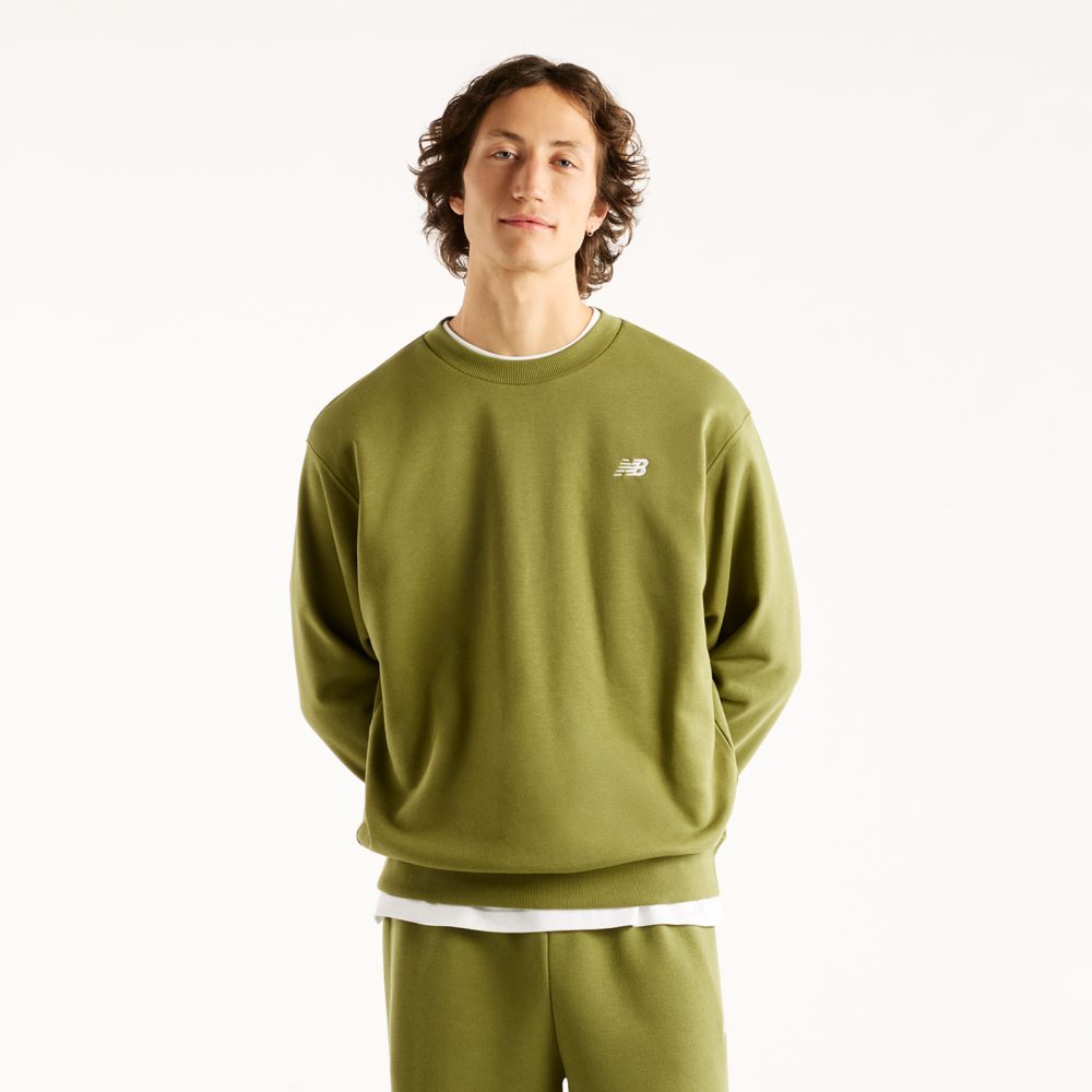 New Balance New Balance Sport Essentials Small Logo French Terry Crew Herren, grün, Grösse: M Relaxed Fit Herren, grün, Grösse: M