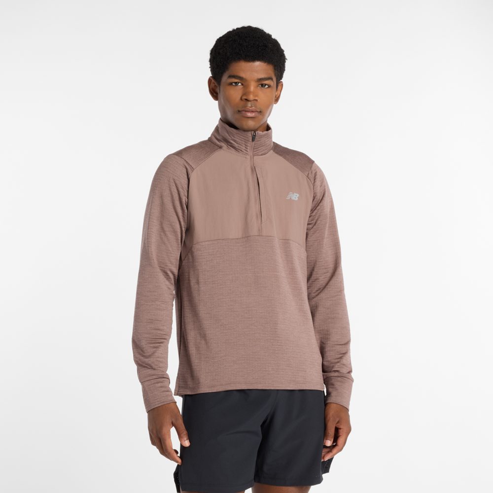 New Balance New Balance Athletics Heat Grid 1/2 Zip Herren, braun, Grösse: S Regular Fit Herren, braun, Grösse: S