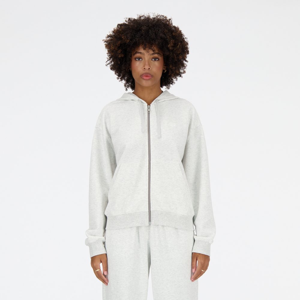 New Balance New Balance W New Balance French Terry Full Zip Hoodie Damen, grau, Grösse: XS Oversized Fit Damen, grau, Grösse: XS