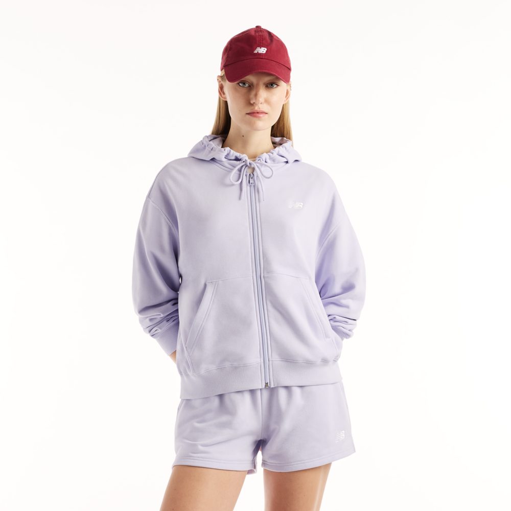 New Balance New Balance W New Balance French Terry Full Zip Hoodie Damen, violett, Grösse: M Oversized Fit Damen, violett, Grösse: M