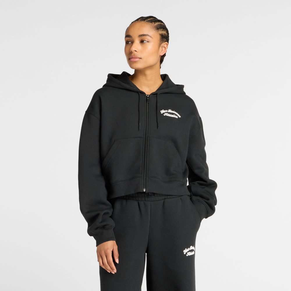 New Balance New Balance W Linear Heritage Fleece Full Zip Damen, schwarz, Grösse: XS  Damen, schwarz, Grösse: XS