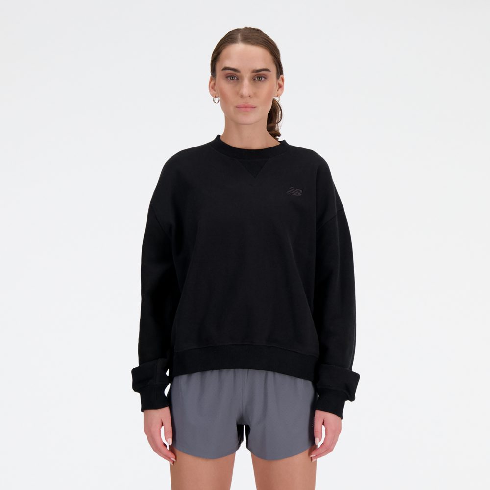 New Balance New Balance W NB Athletics French Terry Crew Damen, schwarz, Grösse: S Oversized Fit Damen, schwarz, Grösse: S