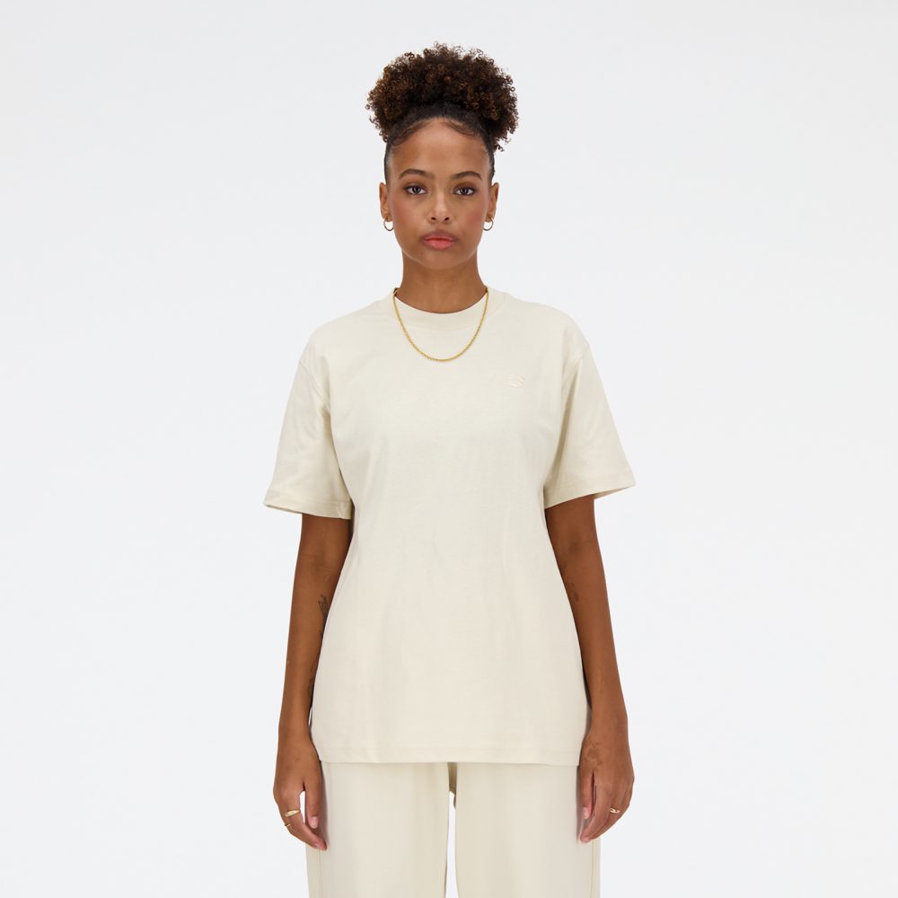 New Balance New Balance W NB Athletics Jersey T-Shirt Damen, beige, Grösse: XS Relaxed Fit Damen, beige, Grösse: XS