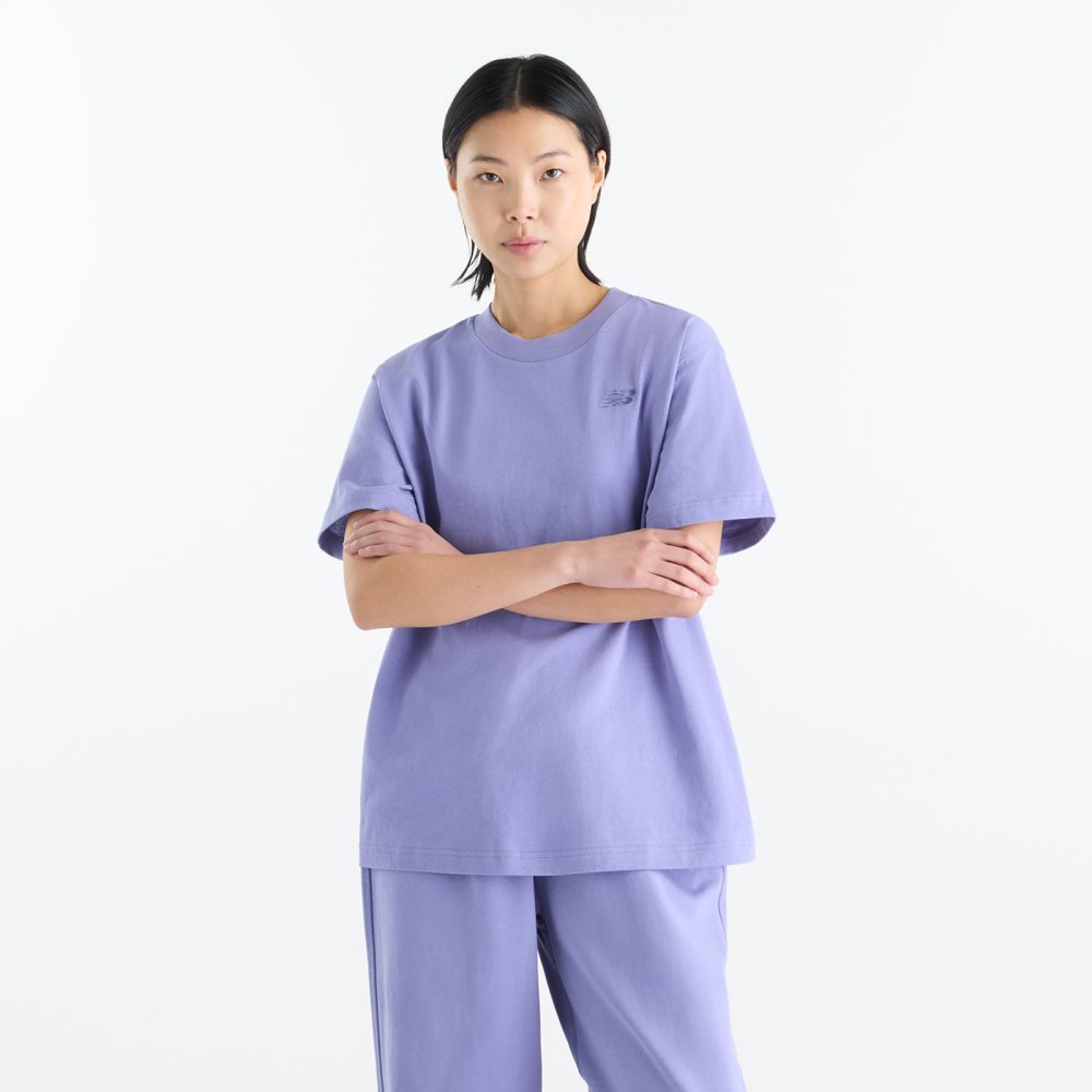 New Balance New Balance W NB Athletics Jersey T-Shirt Damen, violett, Grösse: XS Relaxed Fit Damen, violett, Grösse: XS