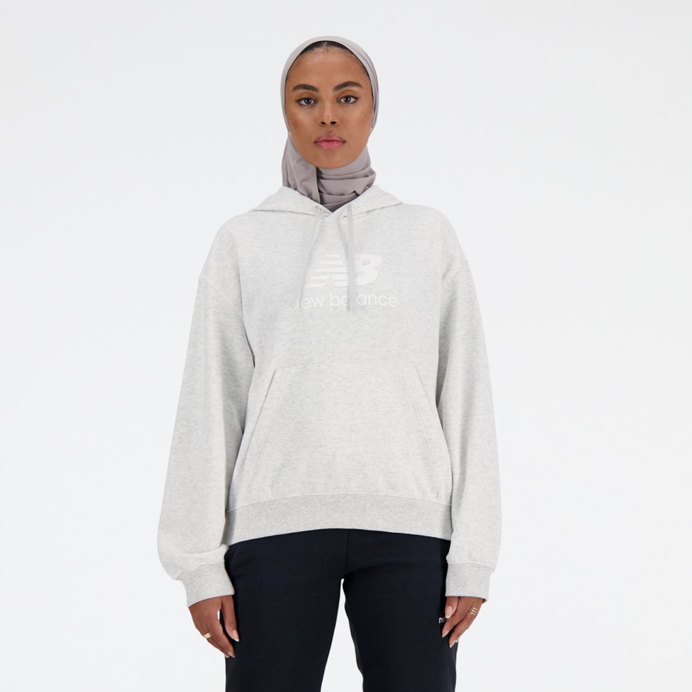 New Balance New Balance W Sport Essentials French Terry Stacked Logo Hoodie Damen, grau, Grösse: M Oversized Fit Damen, grau, Grösse: M