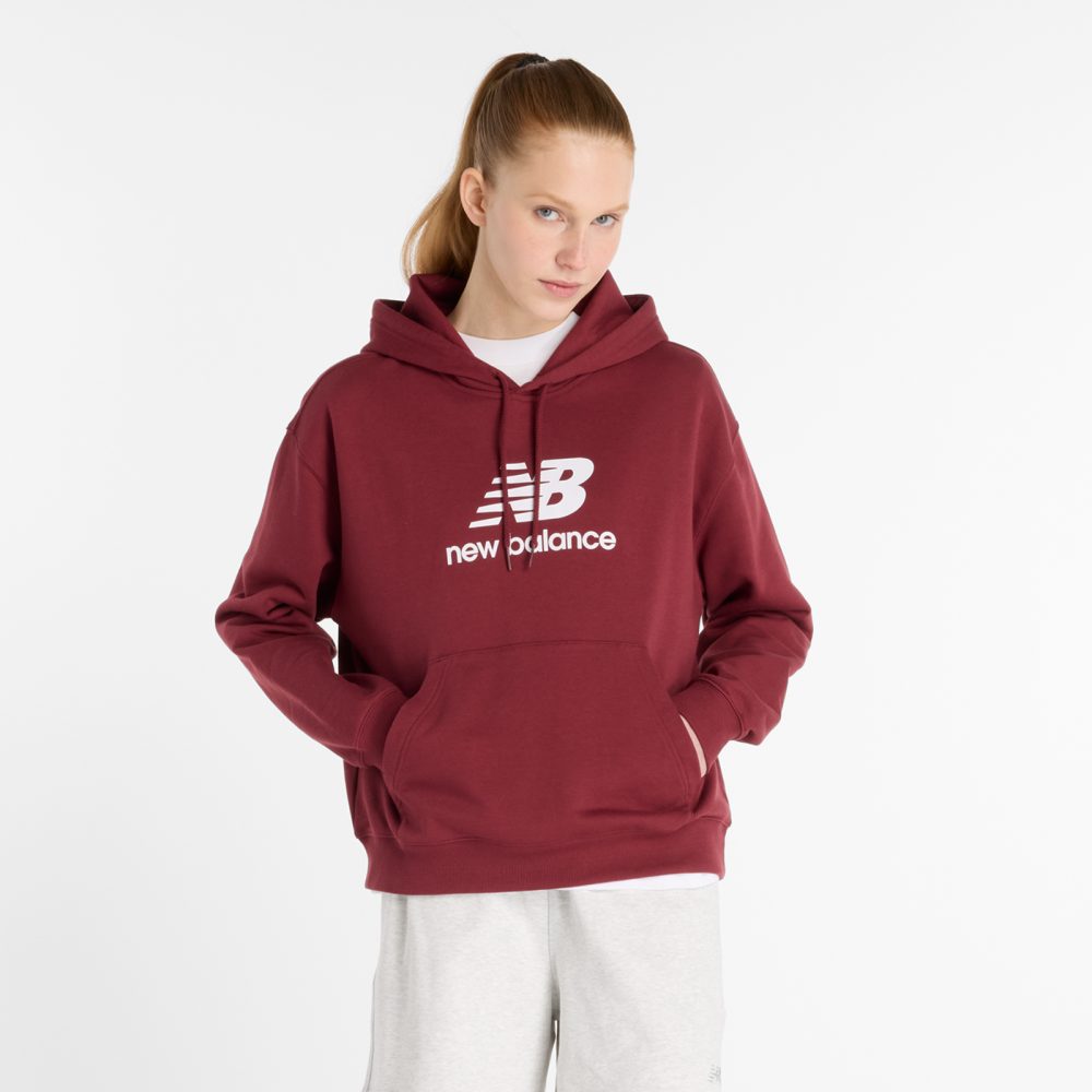 New Balance New Balance W Sport Essentials French Terry Stacked Logo Hoodie Damen, rot, Grösse: S Oversized Fit Damen, rot, Grösse: S