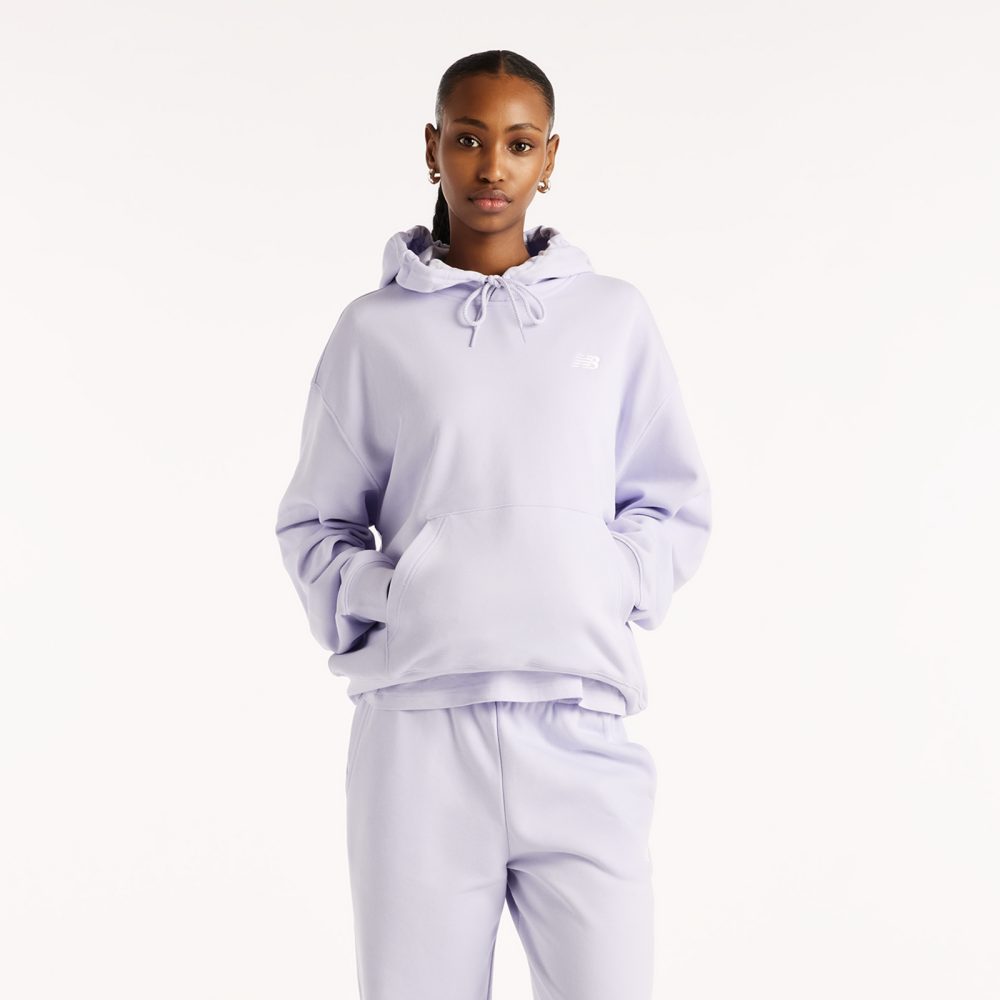New Balance New Balance W Sport Essentials French Terry Small Logo Hoodie Damen, violett, Grösse: XS Oversized Fit Damen, violett, Grösse: XS
