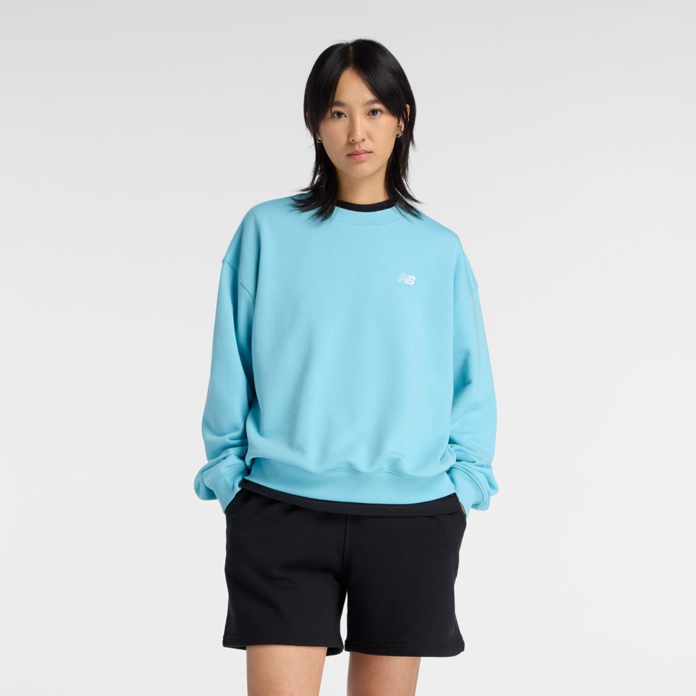 New Balance New Balance W Sport Essentials French Terry Small Logo Crew Damen, blau, Grösse: S Oversized Fit Damen, blau, Grösse: S