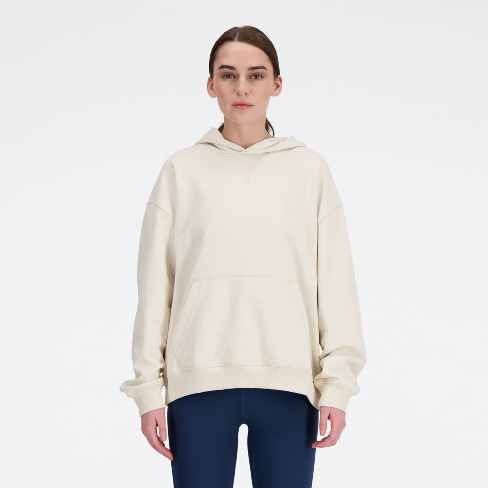 New Balance New Balance W NB Athletics French Terry Hoodie Damen, beige, Grösse: XL Oversized Fit Damen, beige, Grösse: XL