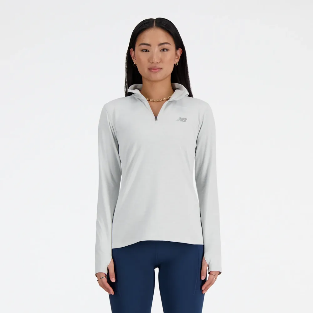 New Balance New Balance W Sport Essentials Space Dye Quarter Zip Damen, grau, Grösse: L Slim Fit Damen, grau, Grösse: L