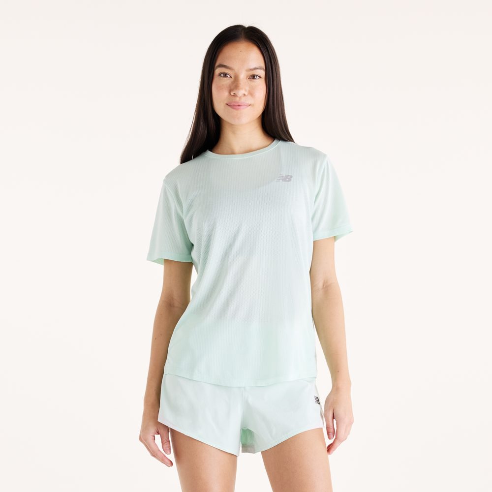 New Balance New Balance W NB Athletics Short Sleeve Damen, grün, Grösse: S Regular Fit Damen, grün, Grösse: S