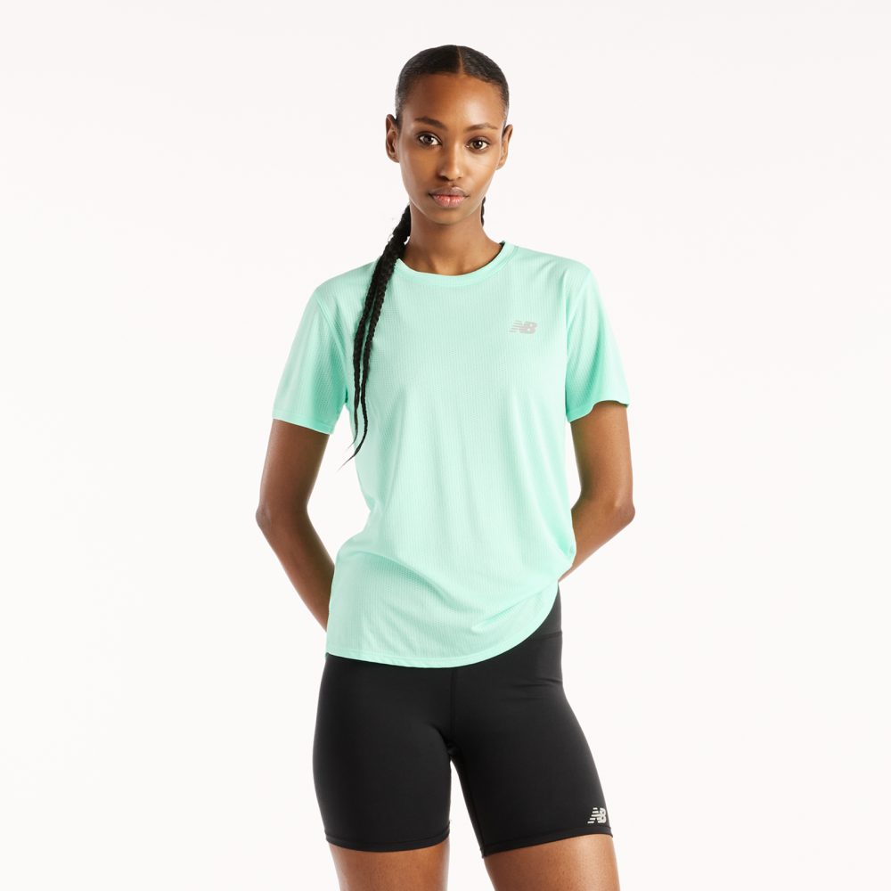 New Balance New Balance W NB Athletics Short Sleeve Damen, grün, Grösse: S Regular Fit Damen, grün, Grösse: S