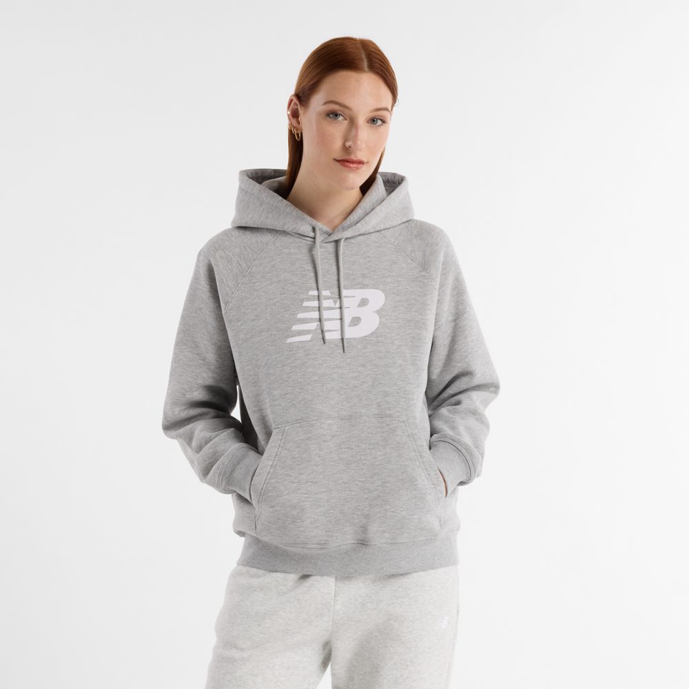 New Balance New Balance W Sport Fleece Logo Hoodie Damen, grau, Grösse: XL Relaxed Fit Damen, grau, Grösse: XL