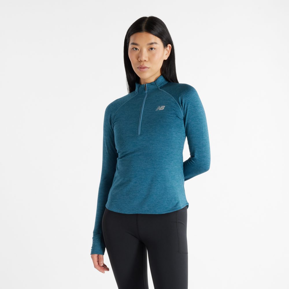 New Balance New Balance W Athletics Heat Grid Half Zip Damen, blau, Grösse: XS Slim Fit Damen, blau, Grösse: XS