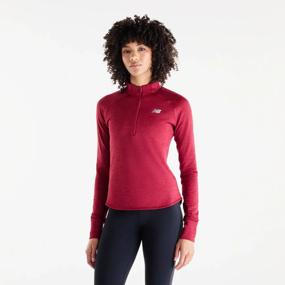New Balance New Balance W Athletics Heat Grid Half Zip Damen, rot, Grösse: XS Slim Fit Damen, rot, Grösse: XS