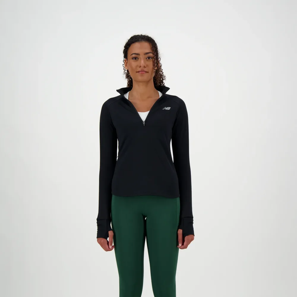 New Balance New Balance W Athletics Heat Grid Half Zip Damen, schwarz, Grösse: S Slim Fit Damen, schwarz, Grösse: S