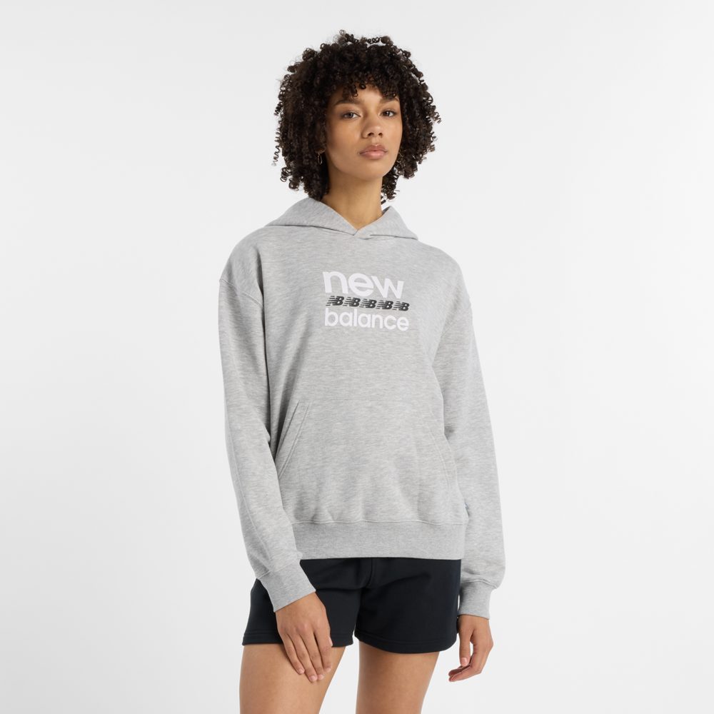 New Balance New Balance Sport Graphic French Terry Hoodie Damen, grau, Grösse: XL Oversized Fit Damen, grau, Grösse: XL