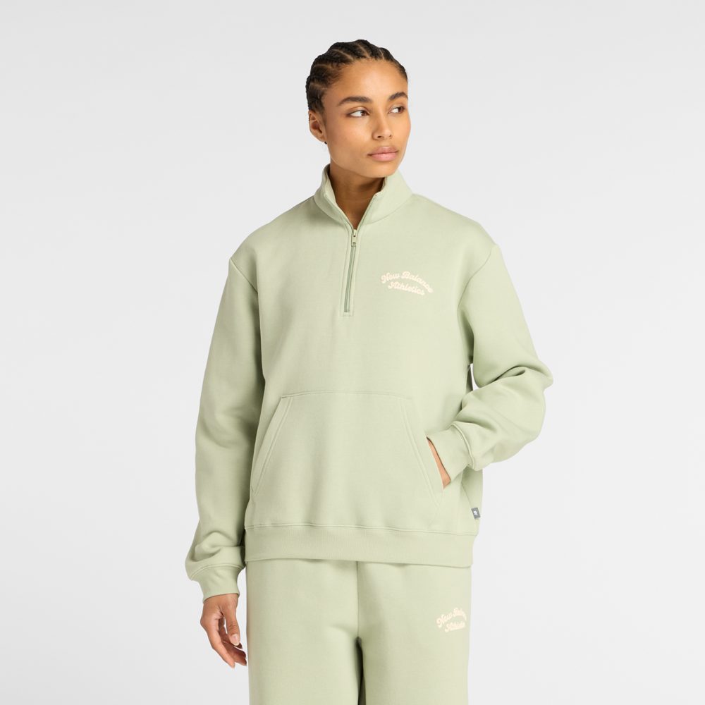 New Balance New Balance W Linear Heritage Fleece Half Zip Damen, grün, Grösse: L  Damen, grün, Grösse: L