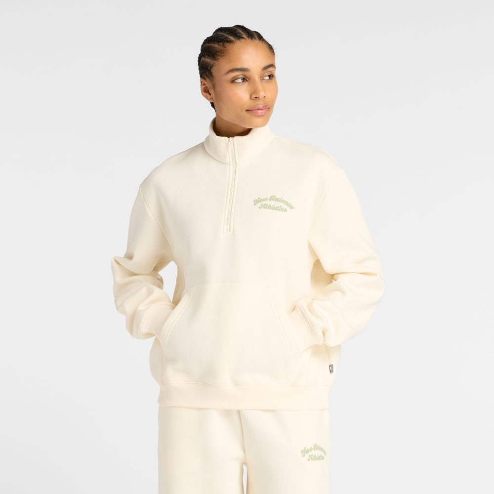 New Balance New Balance W Linear Heritage Fleece Half Zip Damen, beige, Grösse: L  Damen, beige, Grösse: L