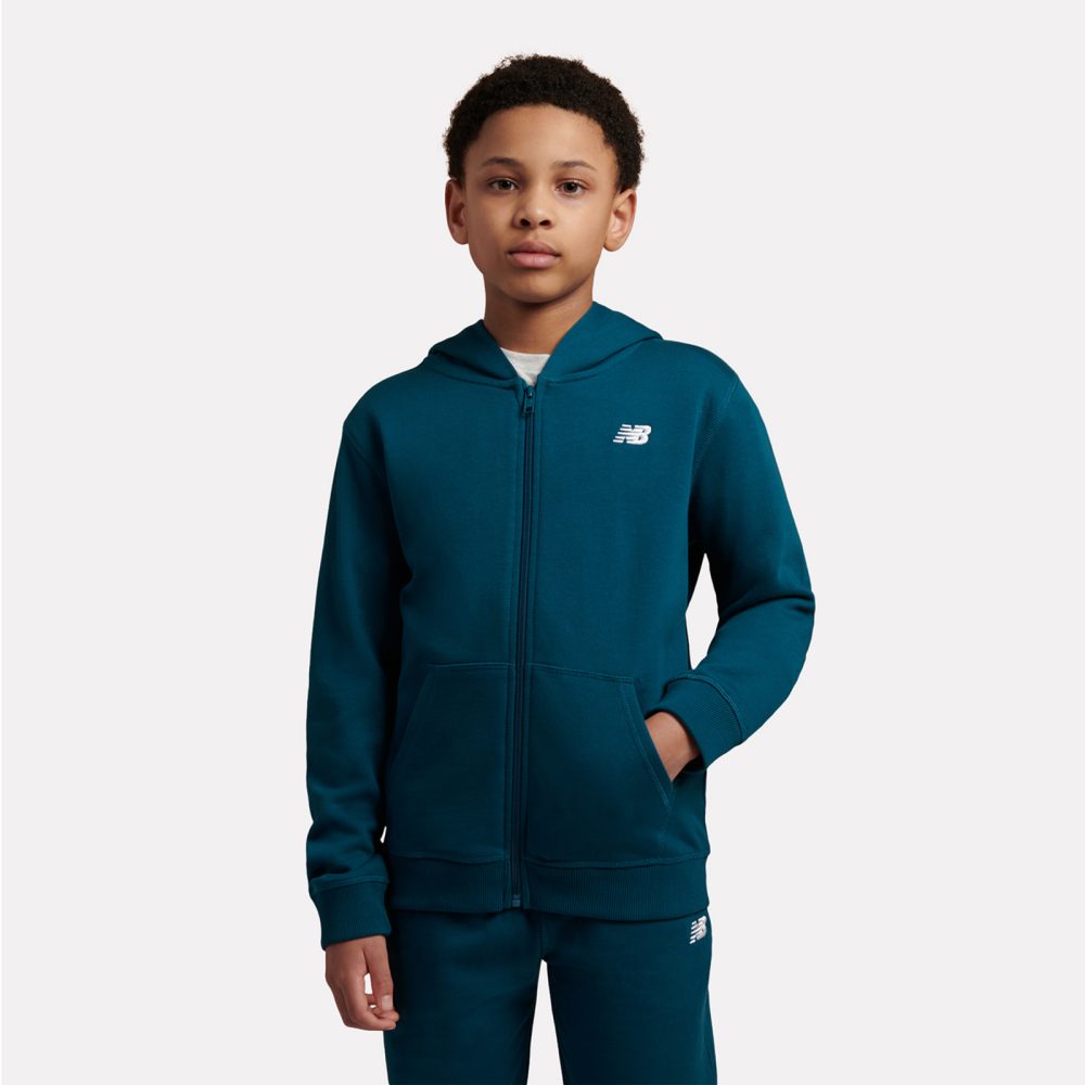New Balance B New Balance French Terry Small Logo FZ Hoodie  Jungen, blau, Grösse: 10-11 Years