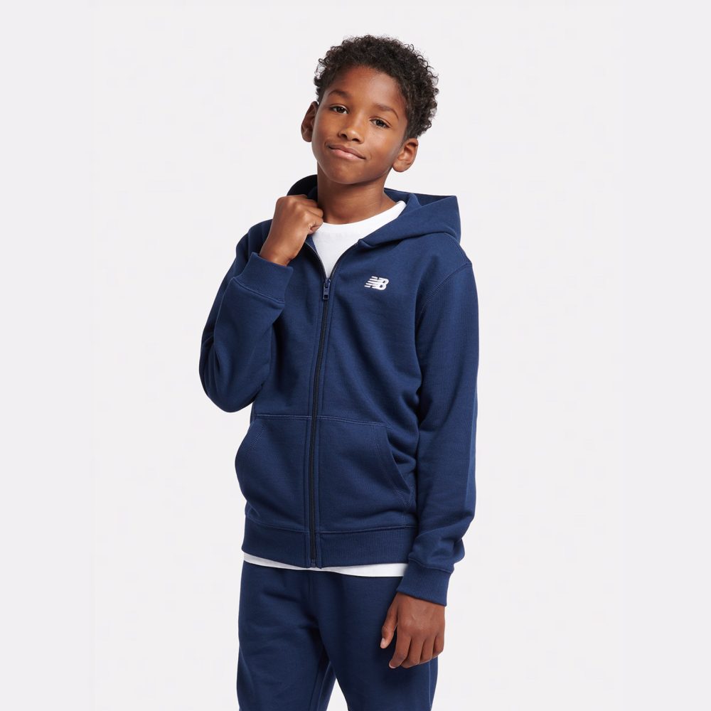 New Balance B New Balance French Terry Small Logo FZ Hoodie  Jungen, blau, Grösse: 8-9  Years