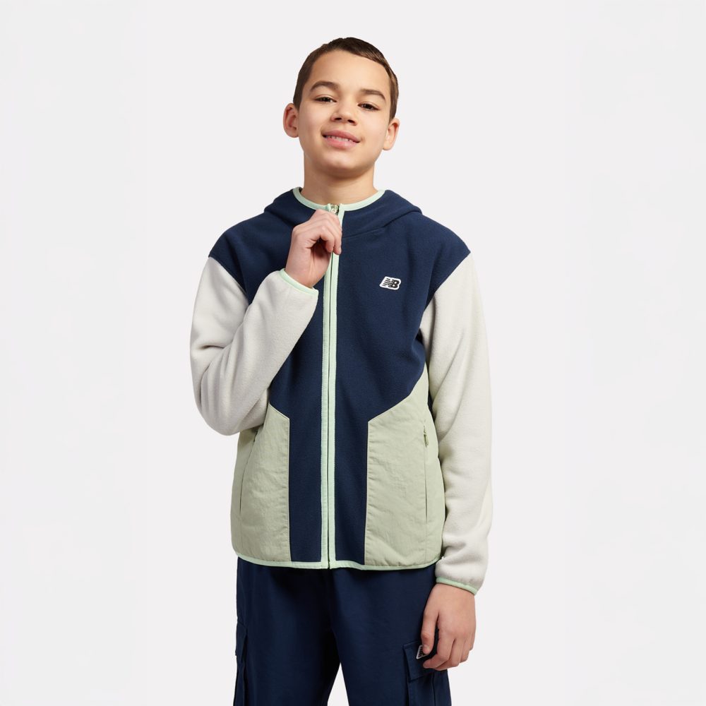 New Balance B NB PREMIUM PANELLED FLEECE JACKET  Jungen, blau, Grösse: 8-9  Years