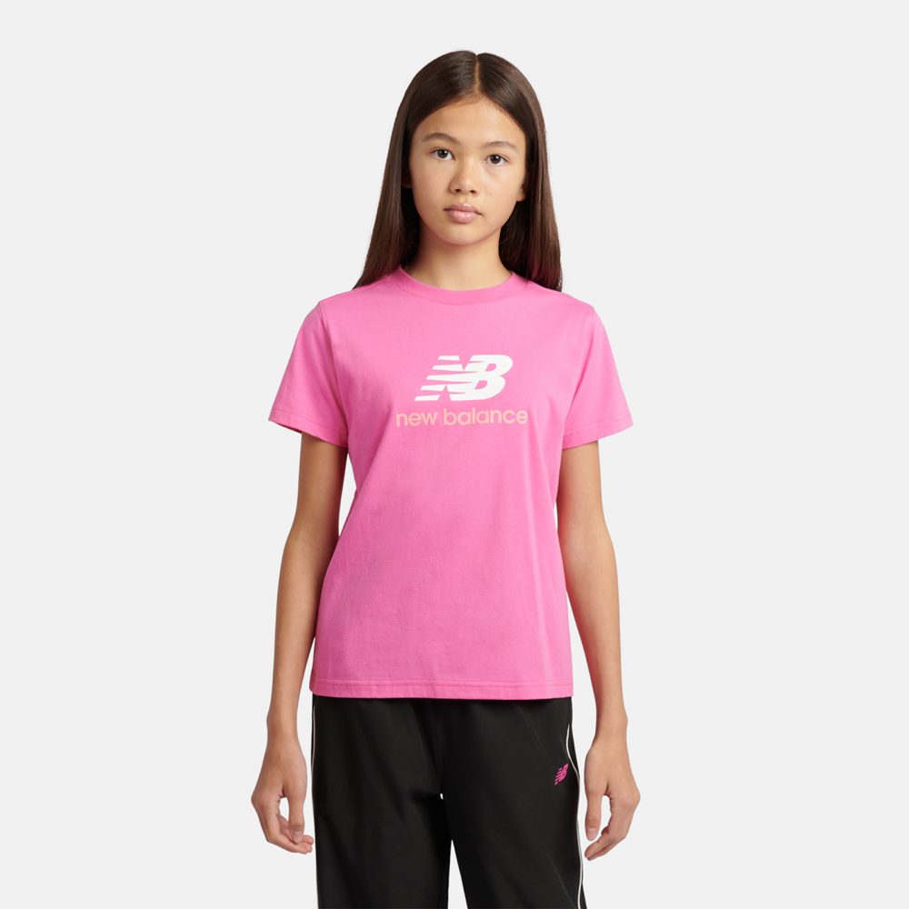 New Balance G NEW BALANCE JERSEY STACKED LOGO TEE  Mädchen, pink, Grösse: 7-8 Years