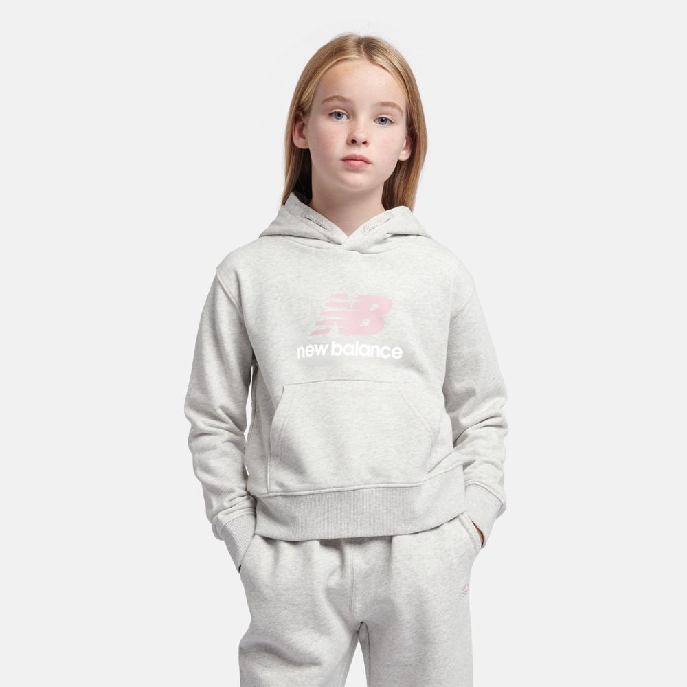 New Balance G NEW BALANCE FT STACKED LOGO HOODIE  Mädchen, grau, Grösse: 9-10 Years