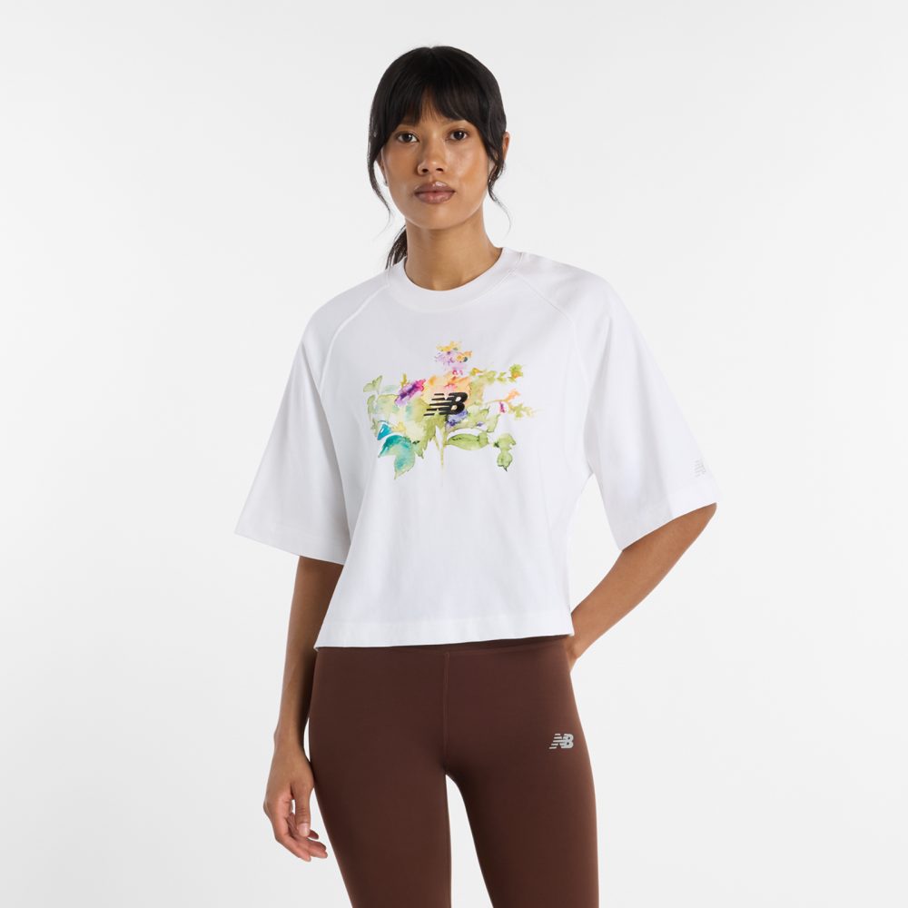 New Balance New Balance W Watercolor Multi Boxy T-Shirt Damen, weiss, Grösse: M  Damen, weiss, Grösse: M